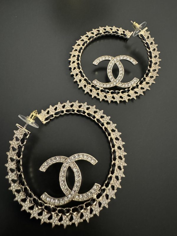 CHANEL STAR HOOP EARRINGS